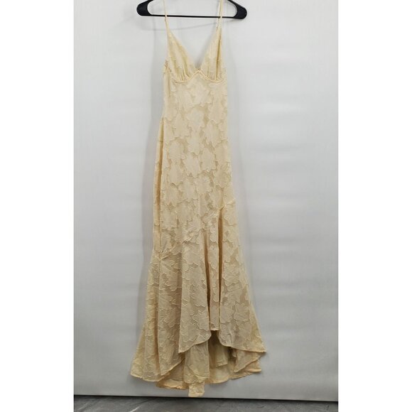 Princess Polly Cyrene Maxi Dress Women Size US 4 NWT Asymmetrical Hem Lemon - Picture 3 of 14